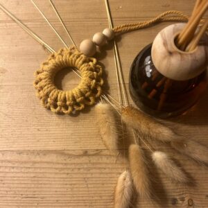 Handmade Macrame Aromatherapy Diffuser - Mustard Ring