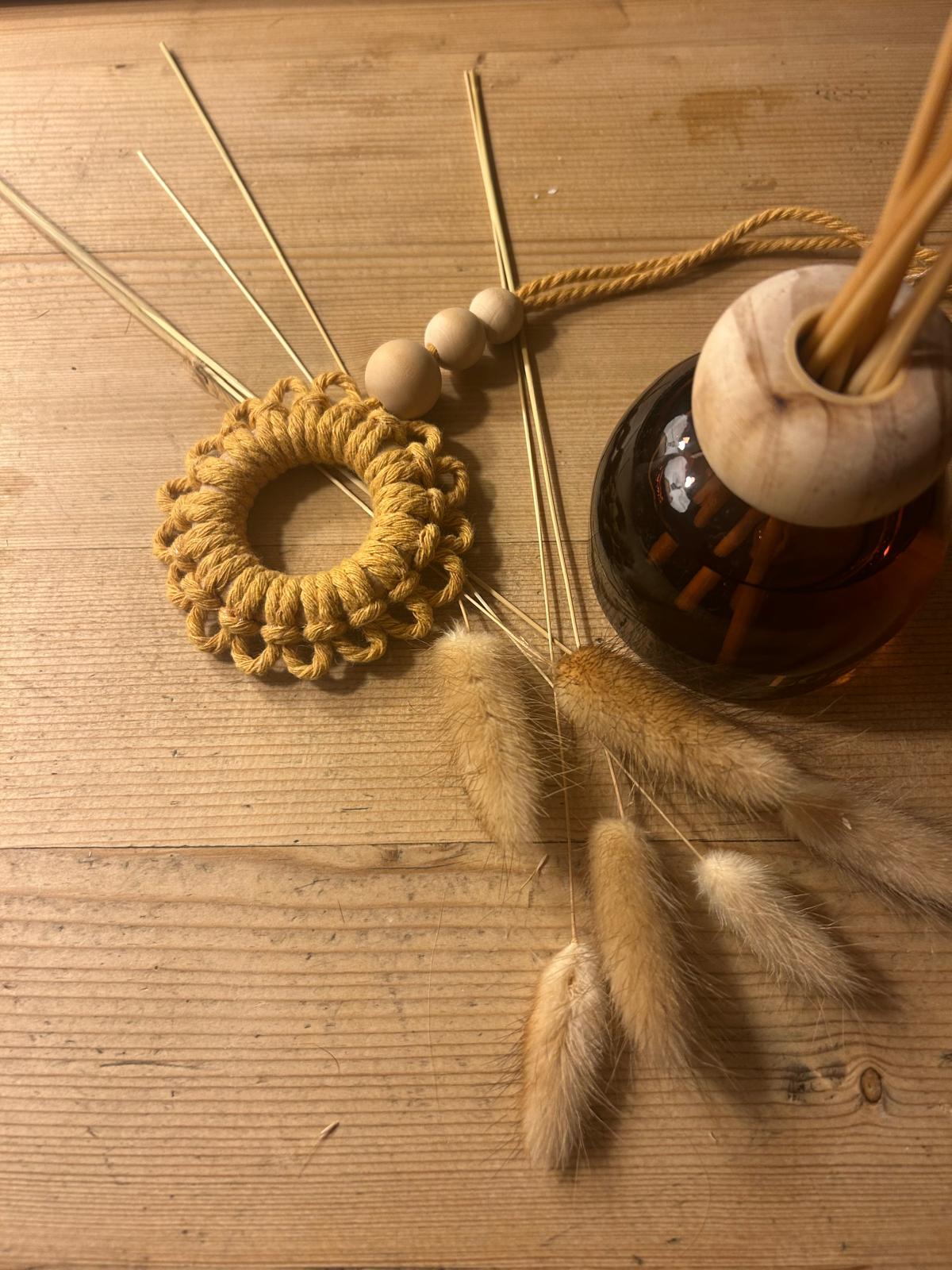 Handmade Macrame Aromatherapy Diffuser - Mustard Ring