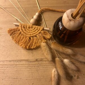 Handmade Macrame Aromatherapy Diffuser - Mustard Fan